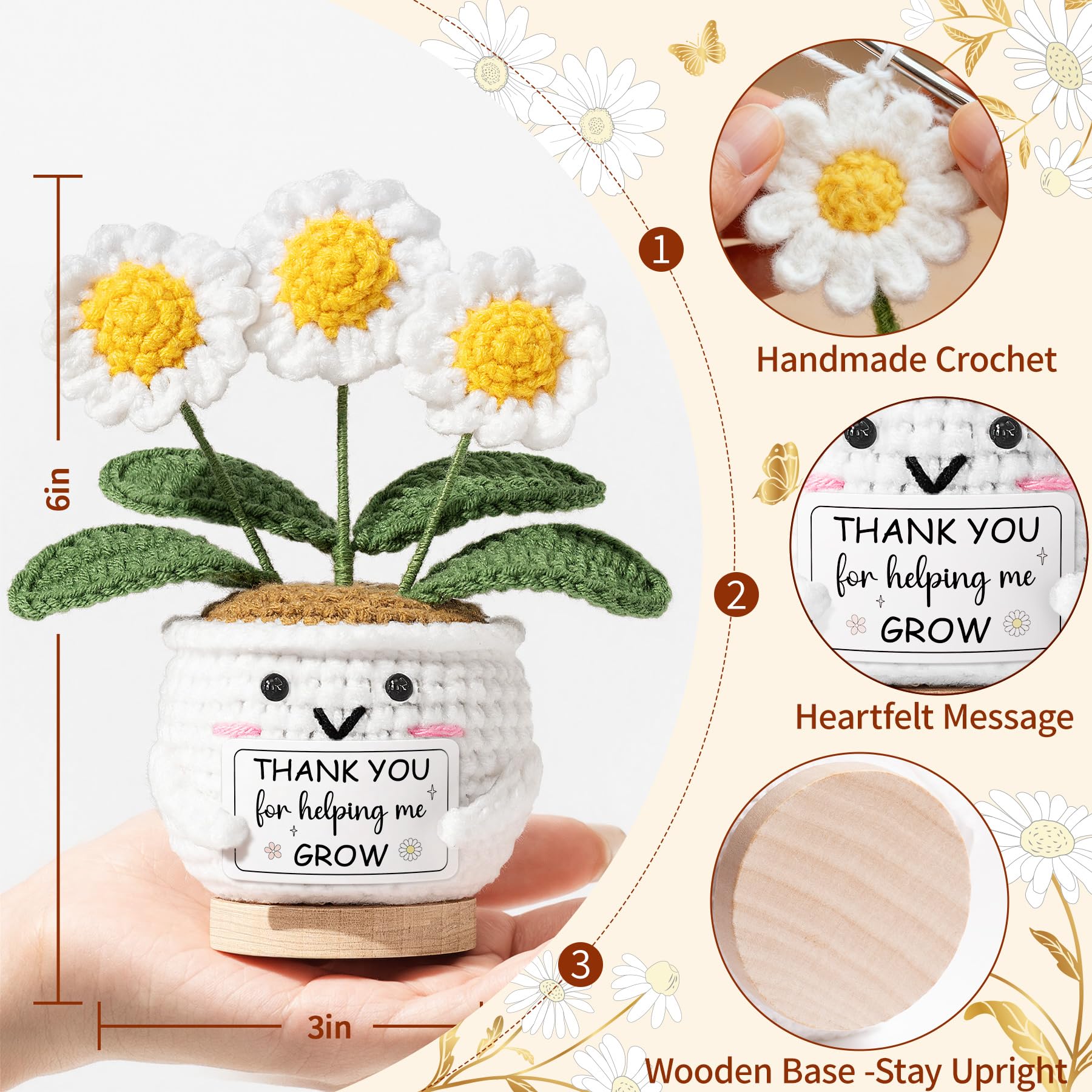 Amazon.com: Emotional Support Crochet Positive Daisy Flower Get